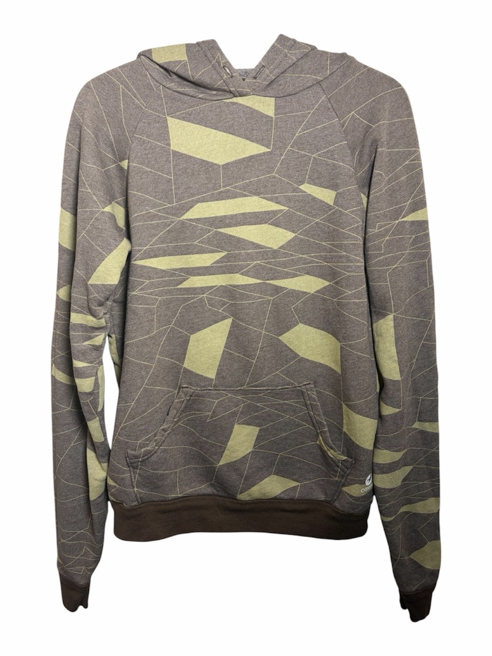 Oiselle Jagged Hoodie Pullover Geometric Print Brown/Olive